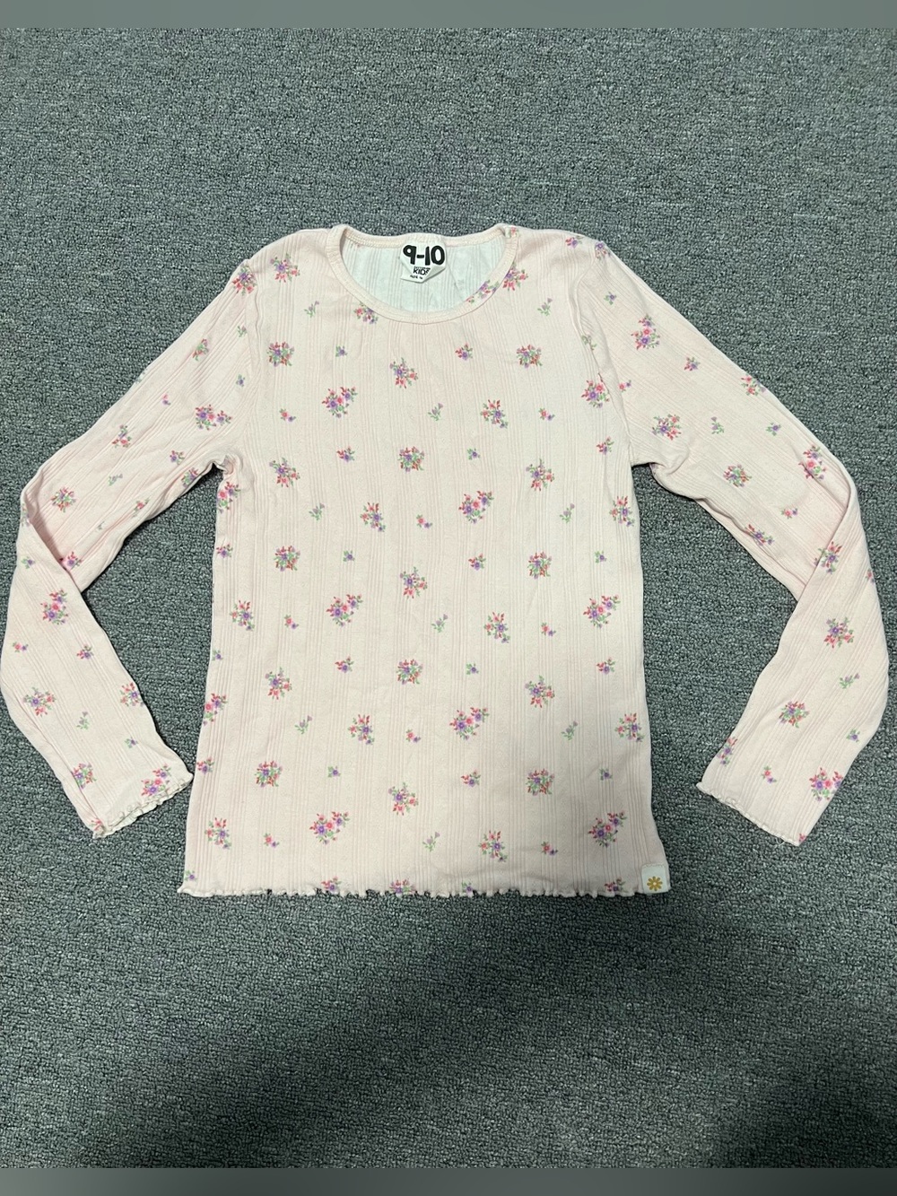 Cotton On Pale Pink Floral Ribbed Long Sleeve Tee